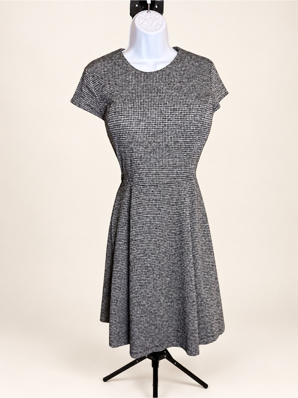 H&M Black and White Houndstooth Fit-and-Flare Dress